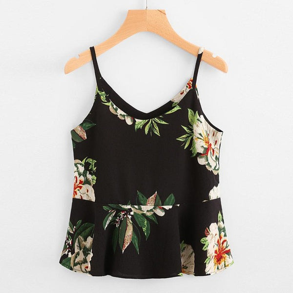 2017 Summer Chiffon Floral printing Blouse Women Casual Sleeveless