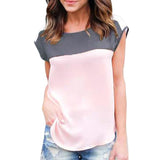 Summer Blouse Sexy Lady Vest Top Sleeveless Patchwork Shirt Casual Crop Tops Orange Pink Shirt