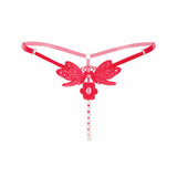 Sexy Lady Embroidery G-string V-string Panties Adjustable Size