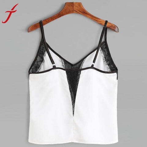 Women Sexy Lace Cami 2017 Summer Sleeveless Lace Patchwork Crop Top