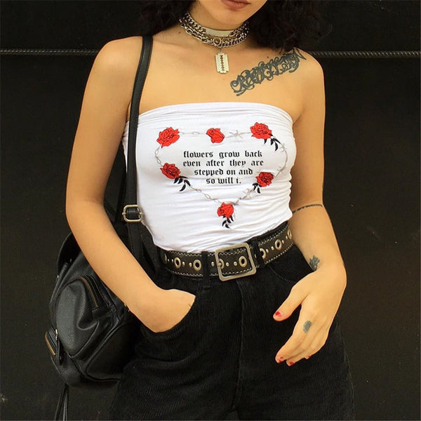 Women Strapless Print Rose Boob Bandeau Tube Tops Bra Lingerie Breast Wrap