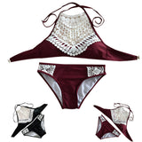 Women Sandy Beach Push-up Padded Bra Bra Sexy Bikini Swimsuit Set Beach Swimwear