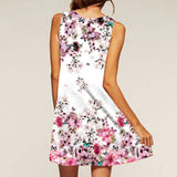 Vintage Boho Women Summer Sleeveless Beach Printed Short Mini Dress